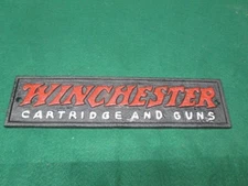 Cast Iron WINCHESTER Cartridge and Guns Plaque Sign Rustic Ranch Wall Decor  