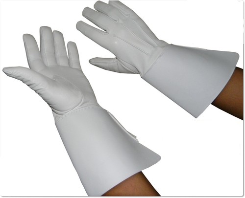 Piper Drummer Leather Gauntlets/Gloves White Soft Leather Knight Templar - Picture 5 of 28
