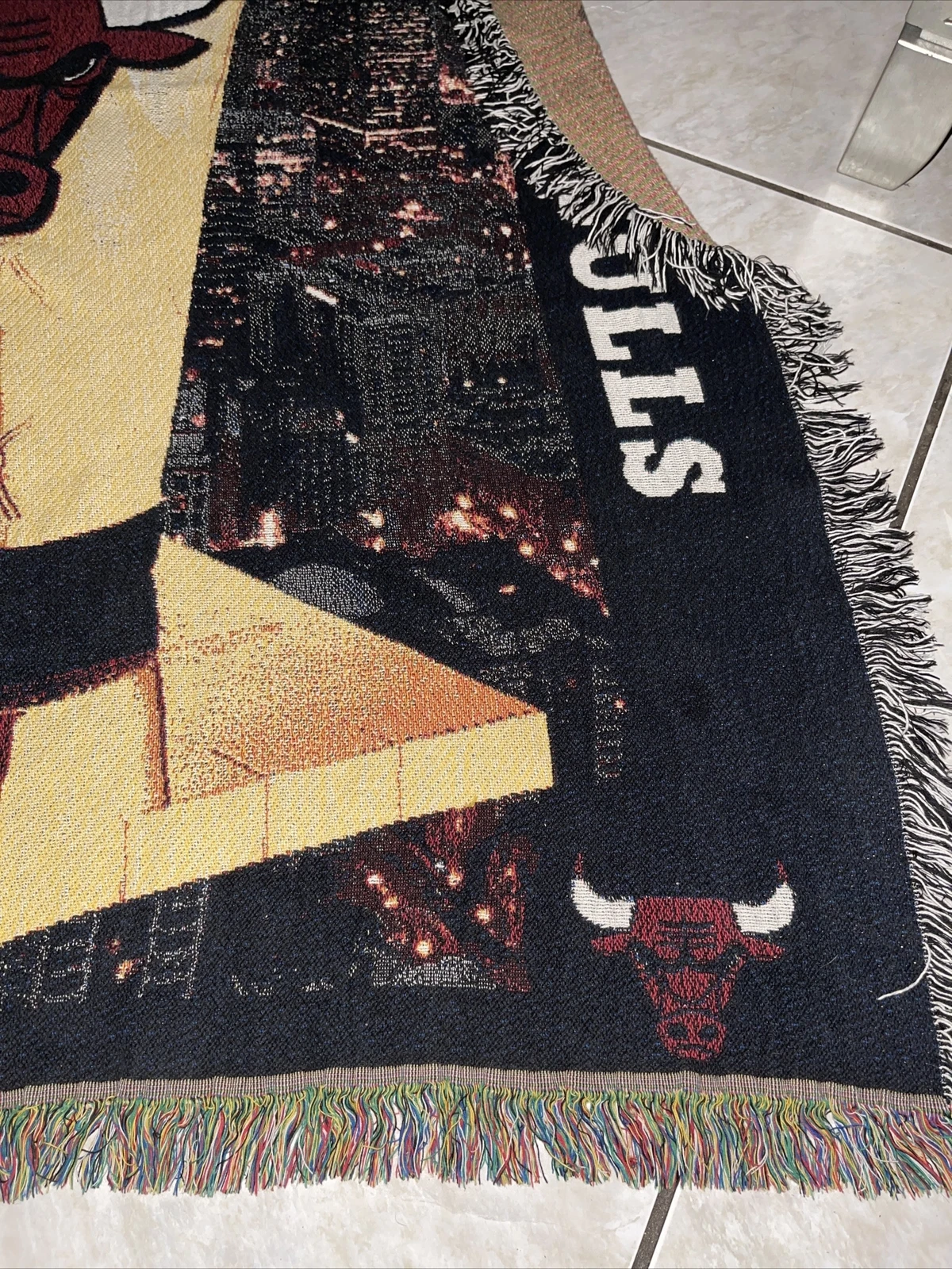 Chicago Bulls Woven Blanket NBA Champs used