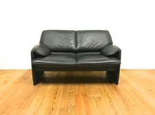 Leolux Sofa Design Leder Couch Zweisitzer Anthrazit Dunkel 