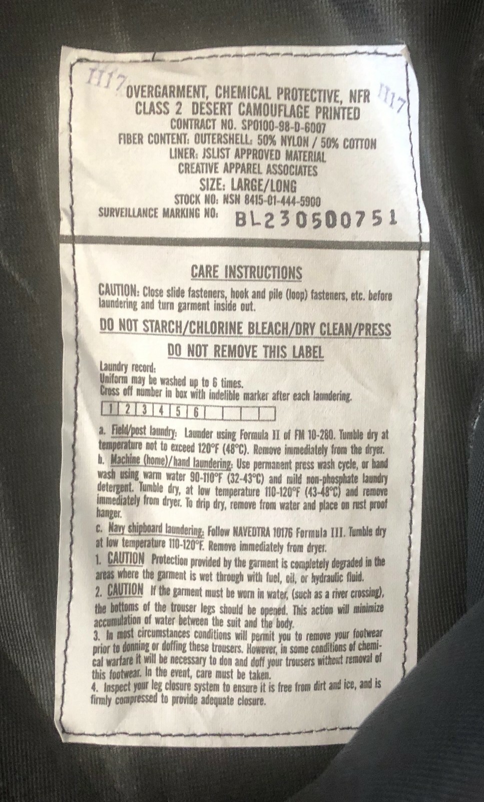 Overgarment Chemical Protective NFR Class 2 Desert Camouflage Overalls