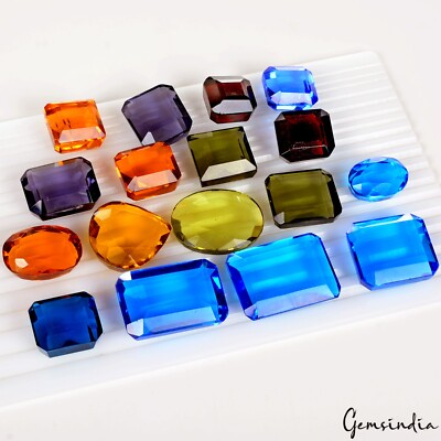 1430 Cts Hydro Multi Gemstones Assorted Cut Loose 20mm-39mm Gemstones ~17 Pcs