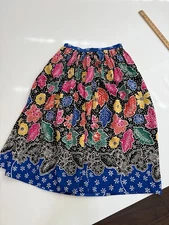 Miss O By Oscar De La Renta Vintage Floral Midi Skirt & Top Blue Size M EUC