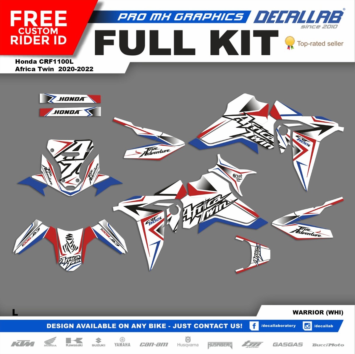 Honda CRF 1100L Africa Twin 2020 2021 2022 Durable Graphics Set Kit Decallab