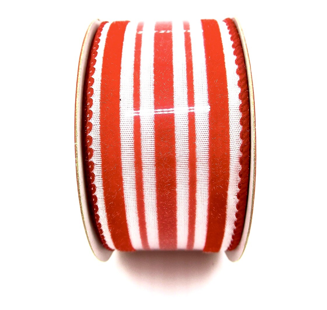 Candy Stripe Ribbon,Red/White Stripes,Wired Red Edge,Jo-ann's,1.5
