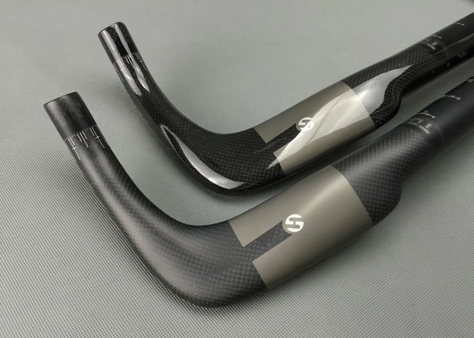 TOSEEK 3K Carbon Bullhorn Bar TT Bicycle Road Bike Handlebar 31.8*400/420/440mm - Image 2 of 4