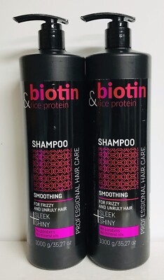 (2) Professional Hair Care ~ Biotin & Rice Protein Smoothing Shampoo 35.27 oz