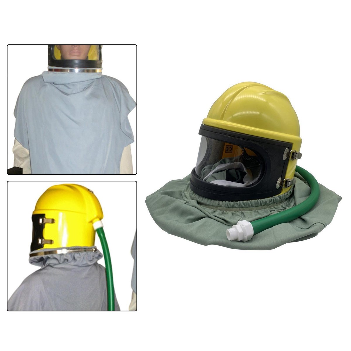 Abrasive Blasting Helmet Air-Fed Sandblasting Helmet With Safety Suit ...