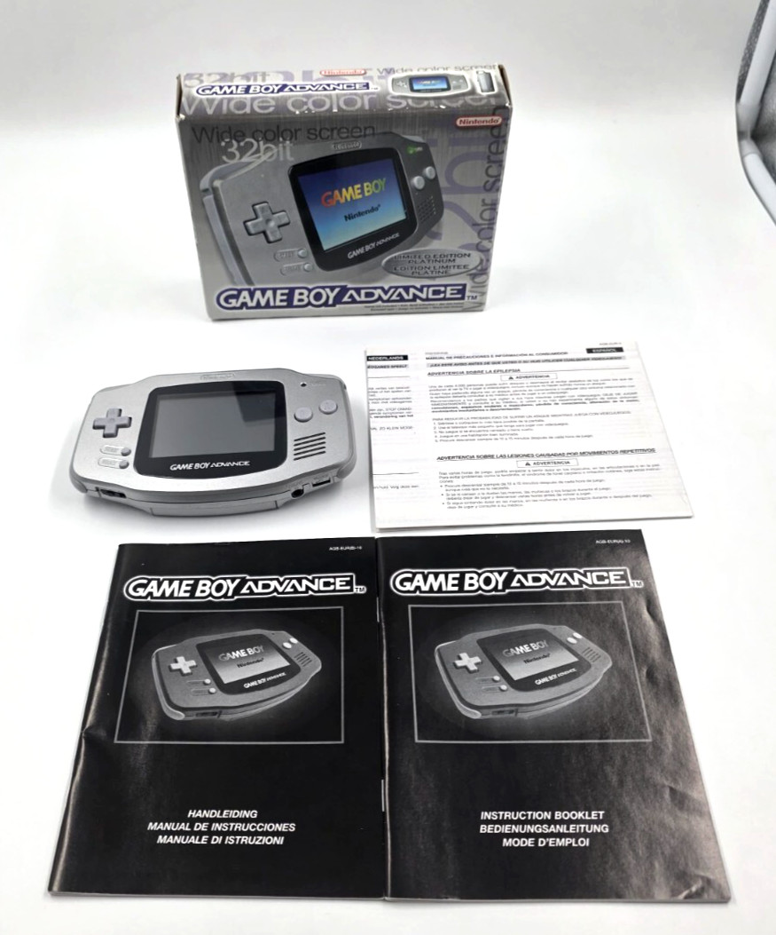 Gameboy Advance OVP Konsole Limited Edition Platinum 32bit Wide Color Screen ✅