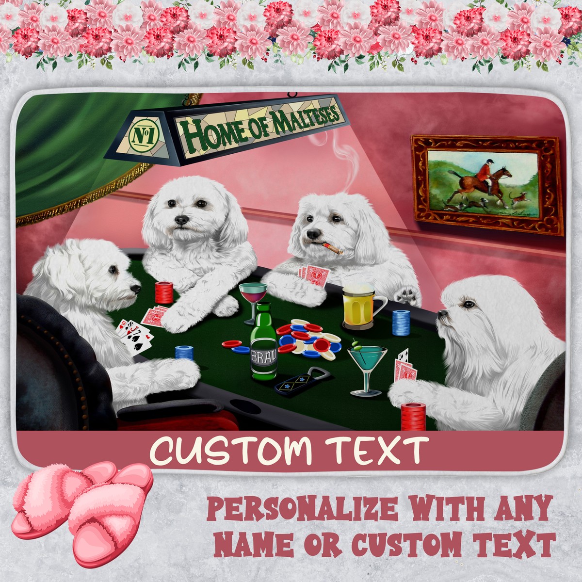 Maltese Dog Bath Mat Anti-Slip Pet Personalized Bathroom Rug Mat Gift NWT