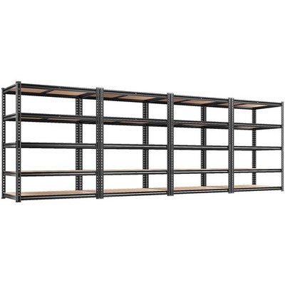 Storage Shelves 5 Tier 2400LB Heavy Duty Adjustable Black 4 Pack REIBII 2400LBS