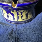 Greece Handmade Blue & 24K Gold Ceramic Round Decorative Ashtray, Art Pottery — photo 4