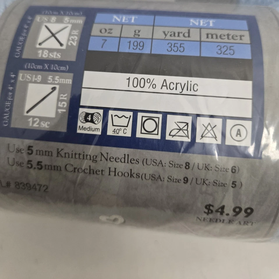 Lot 3 I Love This Yarn Super Soft Blue Yarn Knitting Acrylic 7oz x3 Skeins - Image 2 of 4