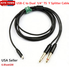 6.5ft USB C Type-C to Dual 6.35mm 1/4" TS Audio Y Splitter Stereo Cable