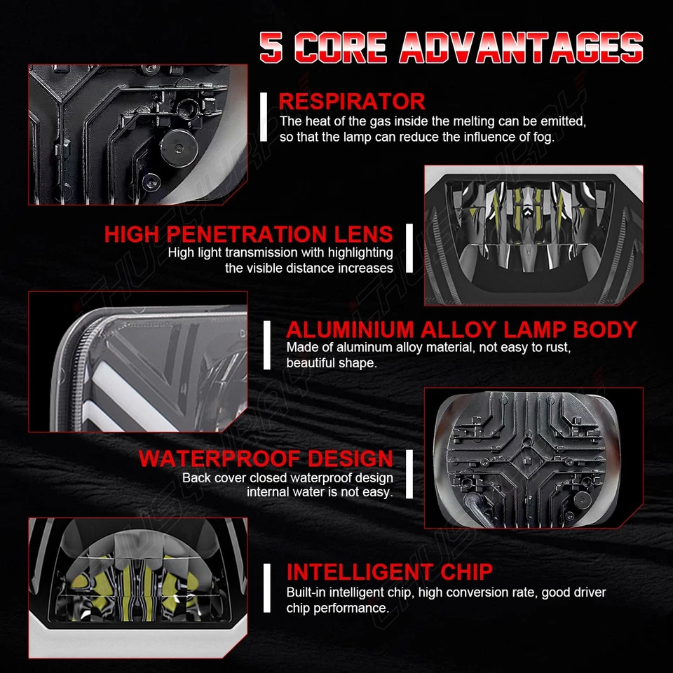 Nuevo Faro LED 5x7" 7x6 pulgadas Hi/Lo Fit para Toyota Corolla 1.6L 1.8L 1981-1992 Foto 3 de 4