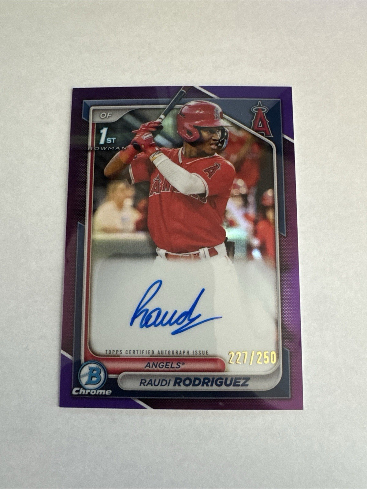 2024 Bowman Chrome Prospect Auto Raudi Rodriguez #CPA-RR Purple Refractor /250 -