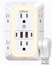 Wall Outlet Extender with Night Light, Power Plug Adapter Multi Plug Outlet Surg