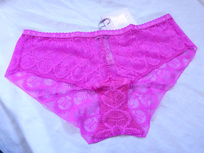 L, Savage X Fenty X-rated Lace Hipster, rosa Spitze, Nylon NEU