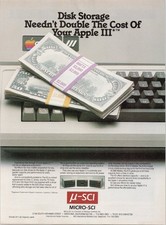 Micro-Sci 1982 Apple III Disk Storage Print Ad Vintage Computer Tech