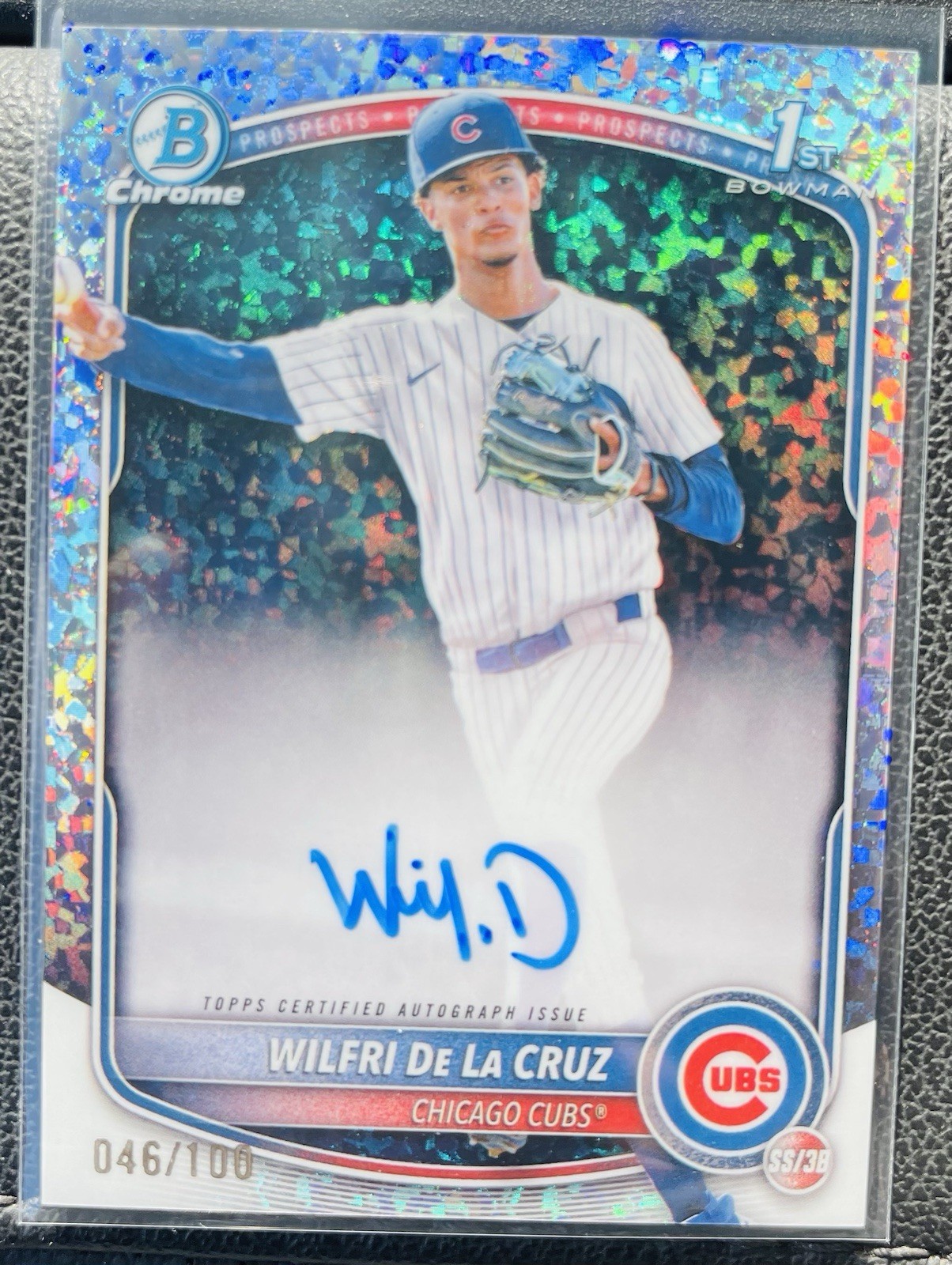 2025 Bowman Chrome Wilfri De La Cruz 1st Bowman Mini Diamond Refractor Auto /100