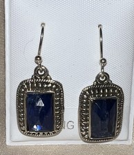 Natural Blue Sapphire Dangle Earrings. S925 Setting And Hooks.