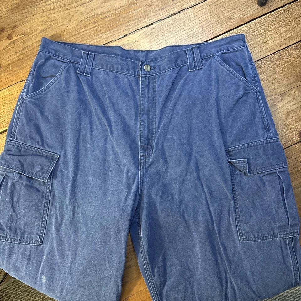 Vintage Carhartt Canvas Carpenter Pants Mens Size 42x32 Blue Workwear B114 MDT - Image 3 of 4