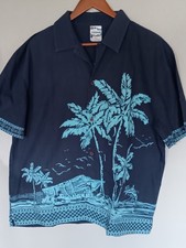 Disney Tiki Kingdom Hawaiian Shirt Size Large Blue