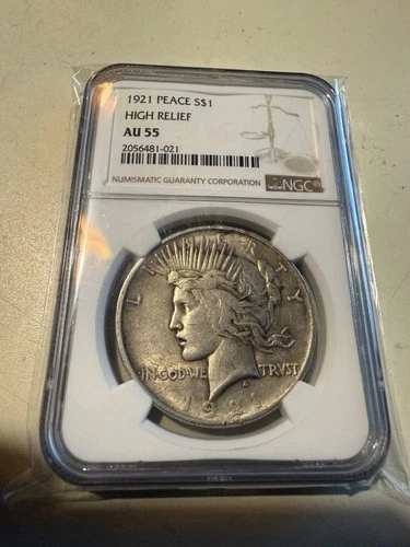 1921 Peace Dollar High Relief NGC AU55