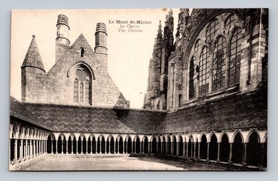 Vintage Le Mont St-Michel Cloister Black & White Postcard France