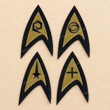 Metallic Gold Star Trek Full Patch Set , Command, Medical, Science  Operations