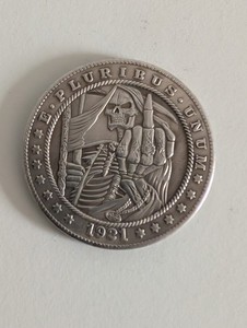 Demon Middle Finger Occult  Skeleton Coin  Dollar Token   Devil Witchcraft