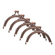 5Pcs Metal Purse Frame,3.3" Retro Arch Kiss Lock Clasp Frame Embossed,Red Bronze