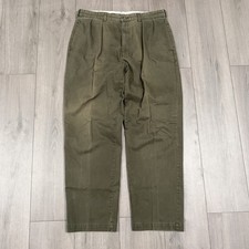 Vtg 80s Polo Ralph Lauren Green Andrew Pants Pleated Cotton Size 36x32 Chino