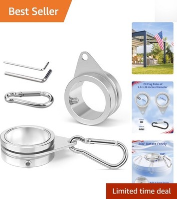 Weather-Resistant Flag Pole Ring Kit - 2 Pack with Carabiners Included