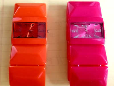  2 -- #PN-70 Quartz Women's Watches ----  1-ORANGE 1-PINK    Accutime Watch Corp