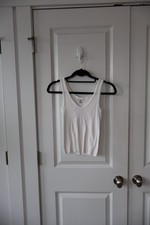 Brandy Melville Ribbed V-Neck Tank Top One Size White 100 Cotton