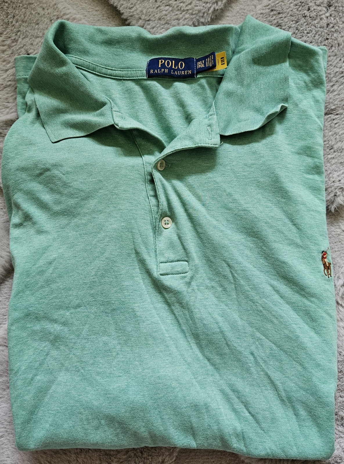Polo Ralph Lauren camicia uomo 3XLT verde manica corta 3X alta cotone colore pony