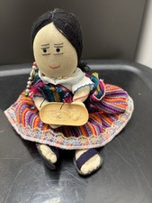 Handmade Dolls From Ecuador-Female with Gold Looking beaded necklace