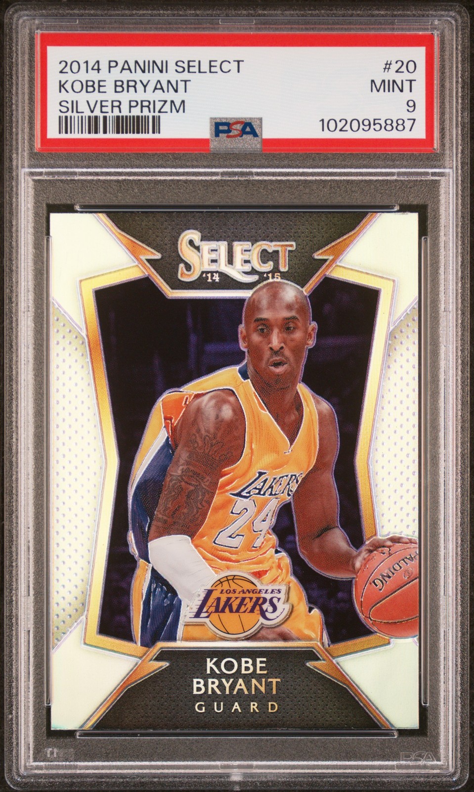 2014 PANINI SELECT SILVER PRIZM #20 KOBE BRYANT PSA 9