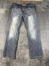 Levis 514 Jeans Mens 16 Reg 28x28 Blue Slim Straight Denim Zip Fly Distressed