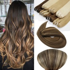 Full Head Weft Hair Extensions Sew In Weave Remy Straight Hair Highlight Colors