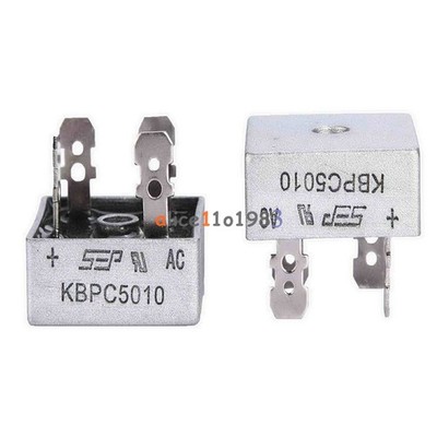 2Pcs 50A 1000V Metal Case Single Phases Diode Bridge   KBPC5010 #qm