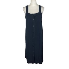 Everlane Japanese GoWeave Picnic Apron Midi Dress Black Button Front Size 6