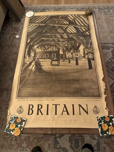 Vintage BRITAIN Travel Poster York Merchant Adventurers’ Hall c1940s England