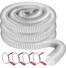 Durable 2.5" x 20' Puncture Resistant PVC Dust Hose with Steel Coils