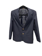 Class Club Boy's Blazer Jacket 15 Wool Dark Navy Lined Size 14 Gold Buttons