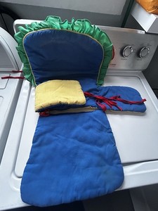 80s vintage Blue Green Yellow Red Baby High Chair Cover with Ruffles and Ties