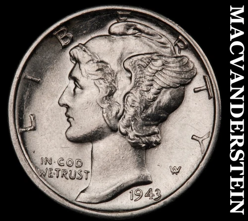 1943-D Mercury Dime - FSB  Choice Gem Brilliant Uncirculated++  Lustrous  #G7135