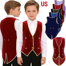 YiZYiF Boy Halloween Steampunk Renaissance Tailcoat Victorian Tuxedo Vest Jacket