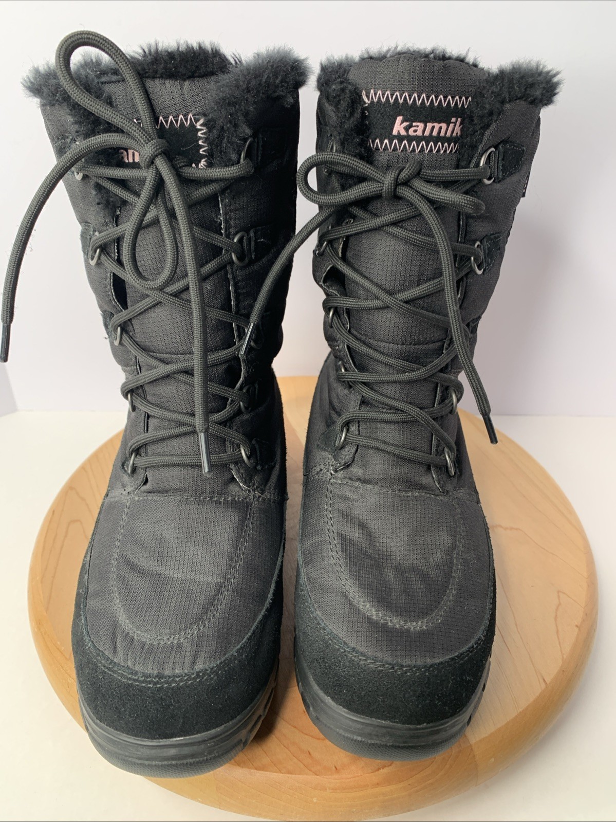 Kamik Brooklyn Women’s Size 8 Waterproof Winter Snow Boots Black Fur Lined Warm